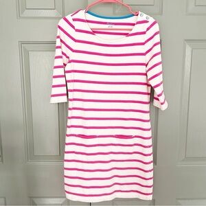 Boden Cotton Pocket T-Shirt Striped Tunic Dress 3/4 sleeve Crewneck